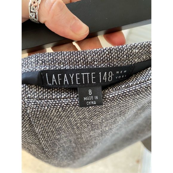 Lafayette 148 New York Virgin Wool Blend Gray Tweed Pencil Skirt, Size 8 - Picture 4 of 7